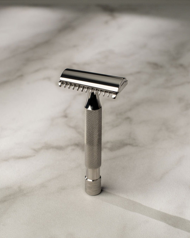 Above the Tie FulFillment Safety Razors Stainless Steel / Mirror Polish / Open Comb Above The Tie S1 Slant Double Edge Razor