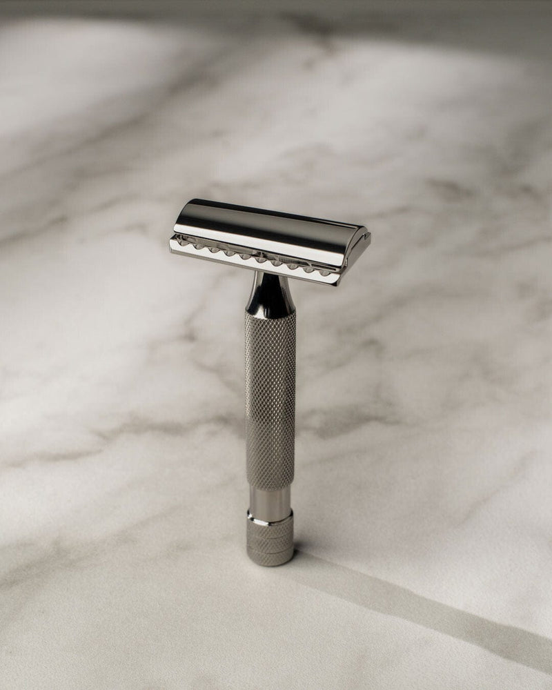 Above the Tie FulFillment Safety Razors Titanium / Mirror Polish / Safety Bar Above The Tie S1 Slant Double Edge Razor
