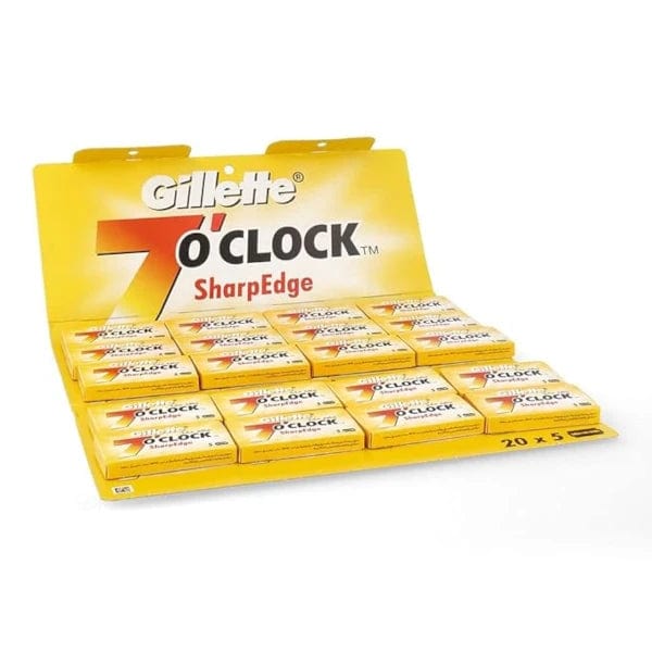 Gillette Razor Blades 100 Count Gillette 7 O'Clock SharpEdge Double Edge Razor Blades (Yellow)