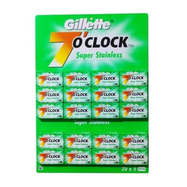 Gillette Ss Razor Gillette 7 O'Clock Super Stainless Double Edge Razor Blades (Green ...
