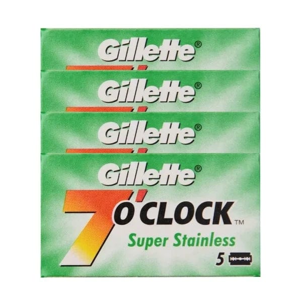 Gillette Razor Blades 20 Count Gillette 7 O'Clock Super Stainless Double Edge Razor Blades (Green)