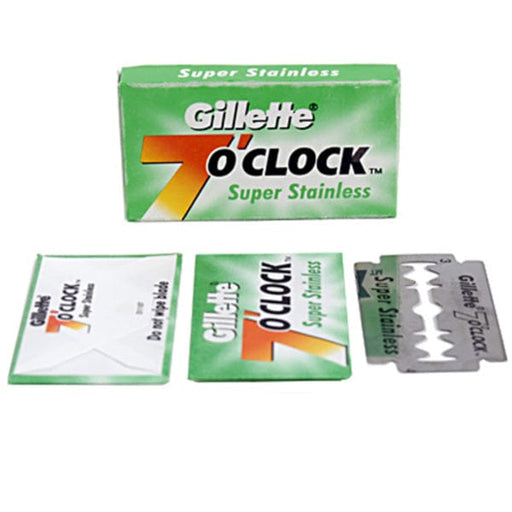 Gillette Razor Blades 5 Count Gillette 7 O'Clock Super Stainless Double Edge Razor Blades (Green)