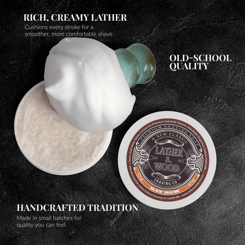 Lather & Wood Shaving Co Fulfillment Shave Soap Lather & Wood Shaving Co Luxury Shaving Soap - Bay Rum