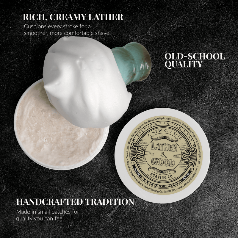 Lather & Wood Shaving Co Men Grooming, Health Luxury Shaving Soap - Sandalwood