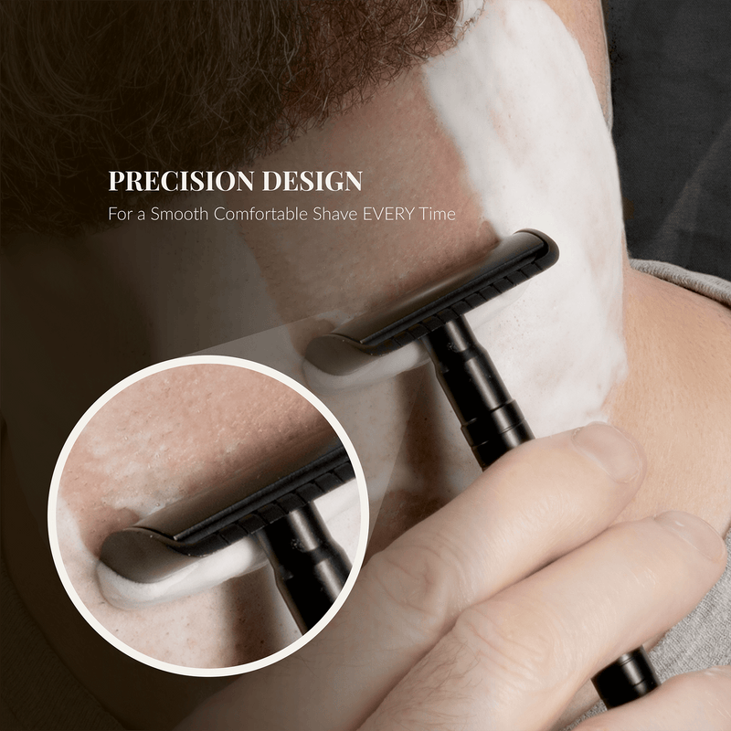 Lather & Wood Shaving Co Men Grooming, Health Safety Razor - Baron Elite - Noir Black