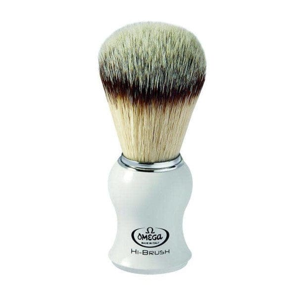 Omega Shaving Brushes Omega 0146745 Premium Synthetic Fiber Hair White Plastic Handle (Hi-Brush Series)