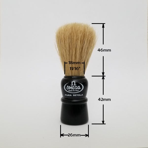 Omega Shaving Brushes Omega 10086B Boar Bristle Shaving Brush Black Plastic Handle