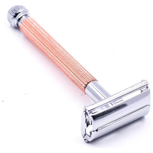 Pasteur Pharmacy Fulfillment Safety Razors Parker 29L Rose Gold Long Handle Butterfly Open Safety Razor with 5 Parker Premium Platinum Blades