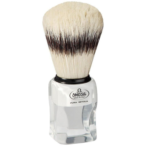 Pasteur Pharmacy Shaving Brush Omega Boar Bristle Shaving Brush With Stand Classy Square Handle #81020