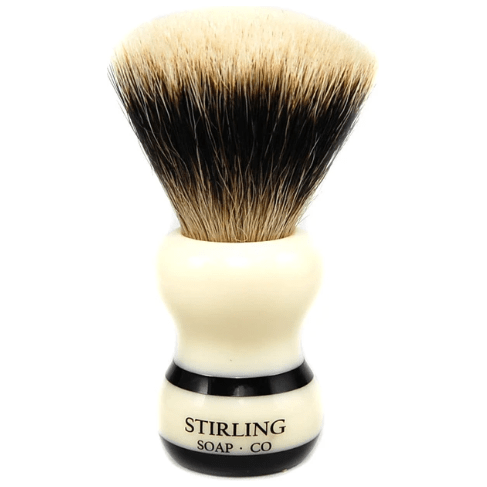 Pasteur Pharmacy Shaving Brush Stirling Soap Co. Black Stripe Handle Fan Knot Badger Shaving Brush