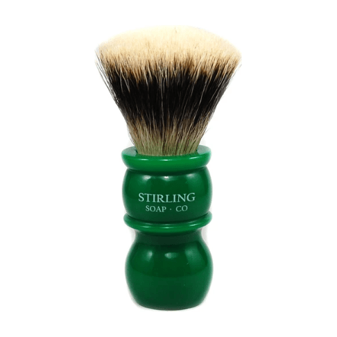 Pasteur Pharmacy Shaving Brush Stirling Soap Co. Green Handle Fan Knot Badger Shaving Brush