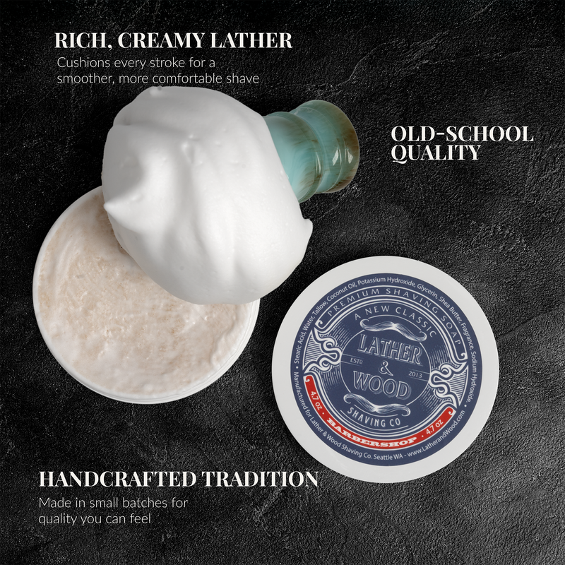 Lather & Wood Shaving Co Luxury Shaving Soap - Barbershop