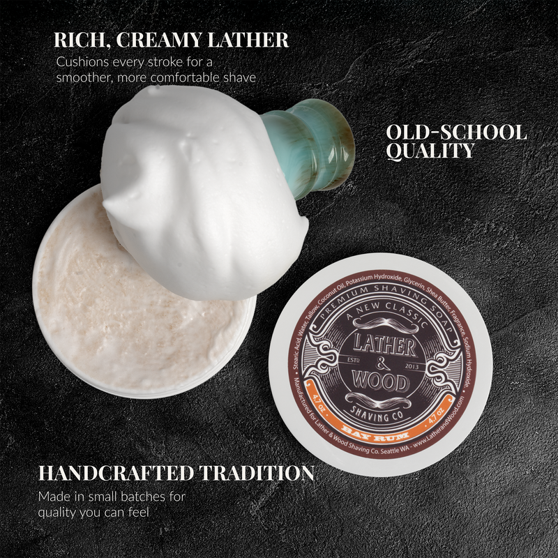 Lather & Wood Shaving Co Luxury Shaving Soap - Bay Rum