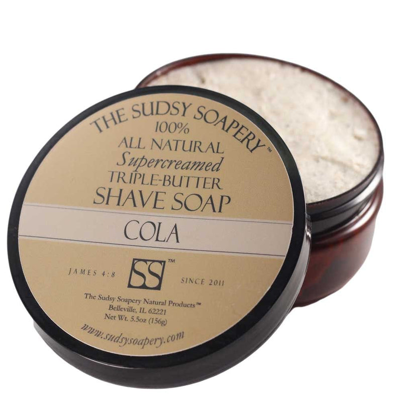 The Sudsy Soapery Natural Products, LLC Shaving Soap Supercreamed Triple Butter Shaving Soap, Cola
